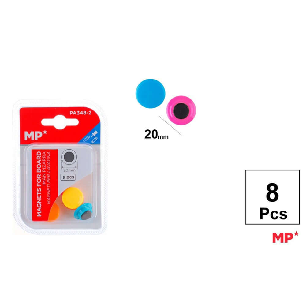 Set 8 mageti pentru tabla Main Paper, 20 mm, diverse culori blister Set 8 mageti pentru tabla Main Paper, 20 mm, diverse culori blister